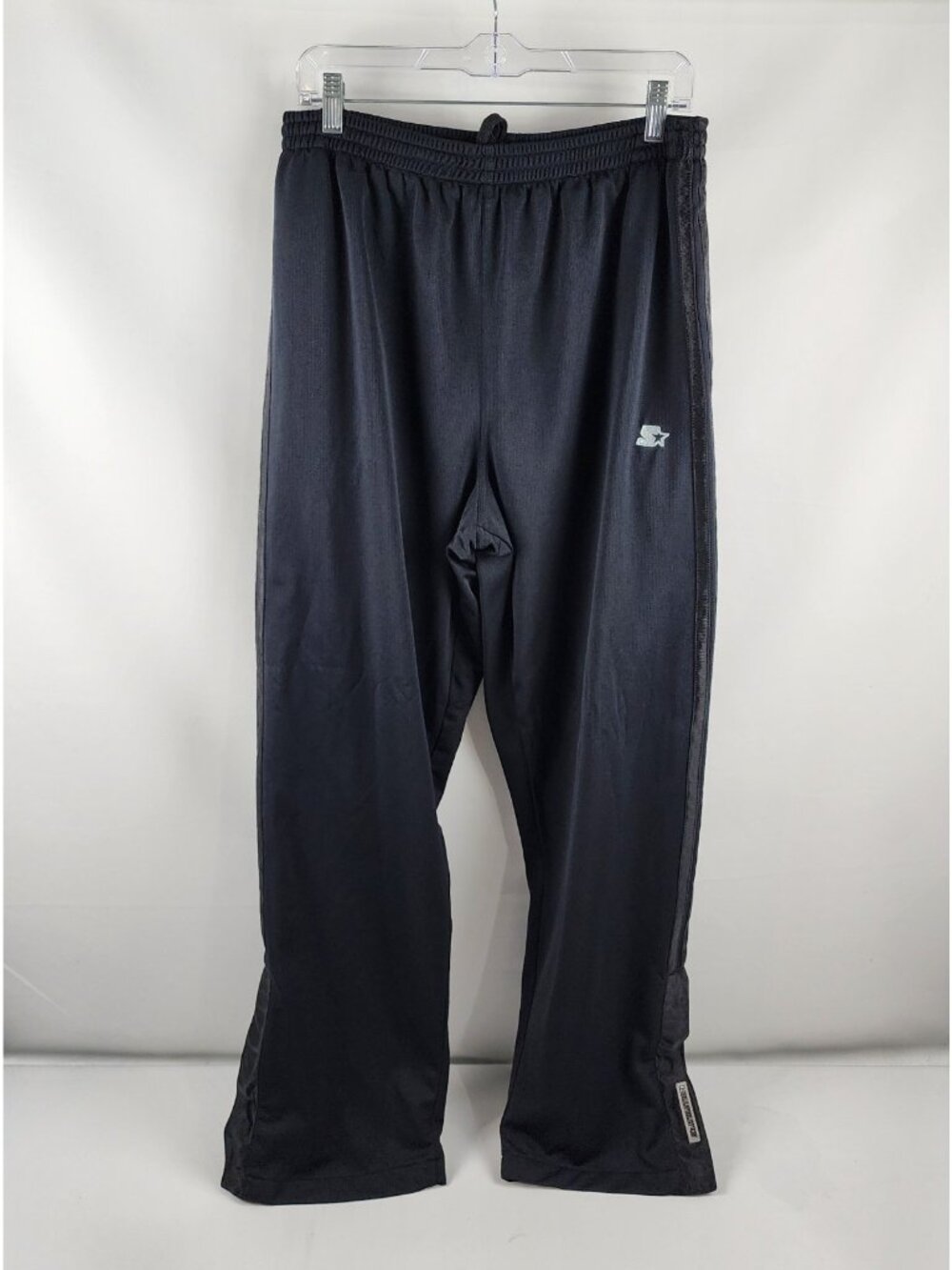 Starter Pants Mens Large Black Vintage Ankle Snap Sweatpants (32x32)